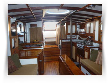 Boat interior looking aft